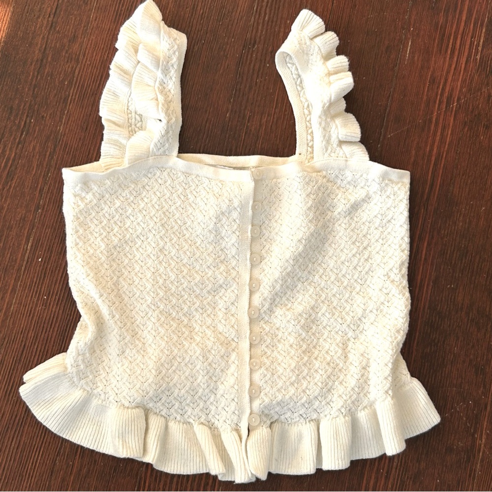 And Now This / Women’s Pointelle Knit sleeveless Top white size Small